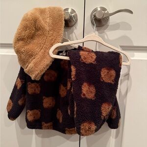 Cozy Bear Print Hoodie and Pants Set